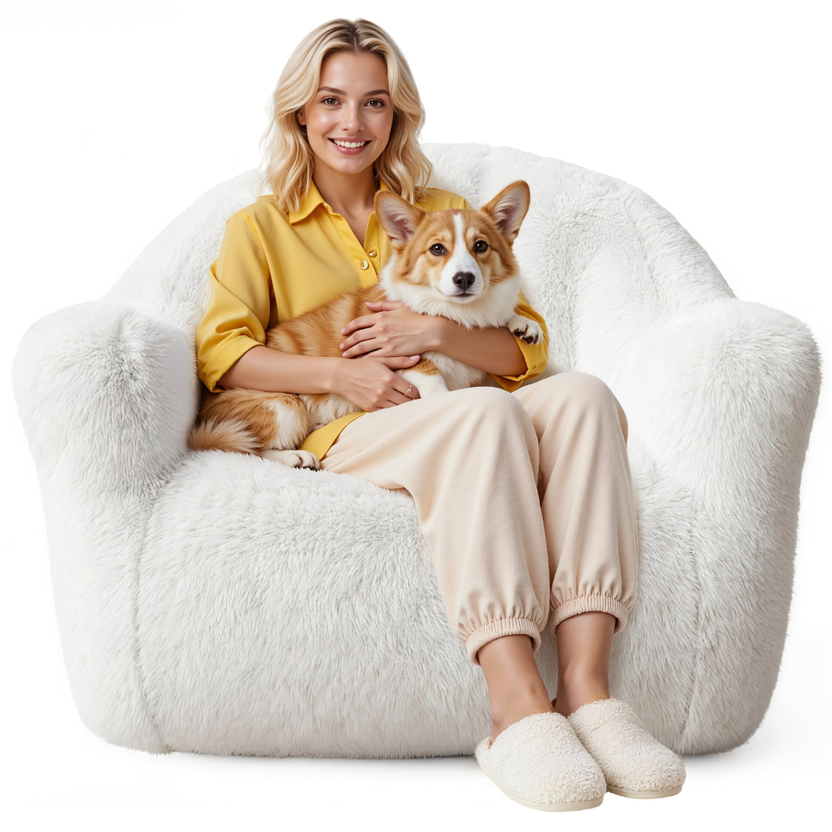 fluffy   bag chair armrests   - Temu