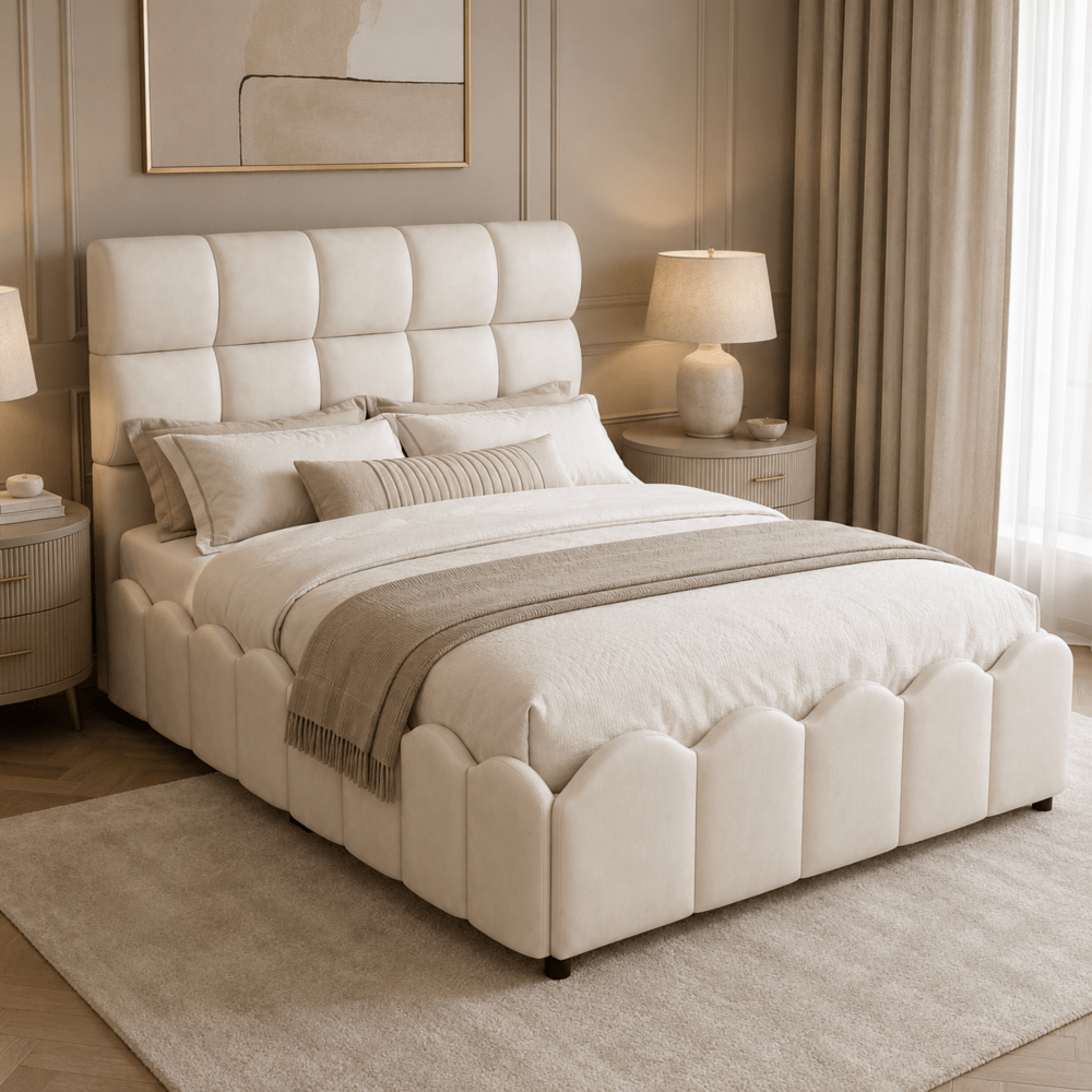 full size fully upholstered velvet platform bed frame tall - Temu