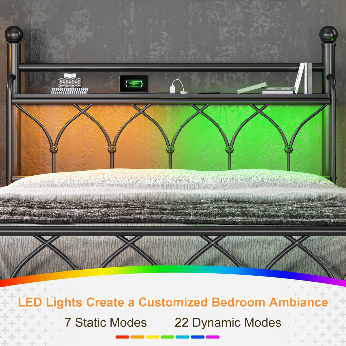 metal bed frame tall storage headboard   - Temu