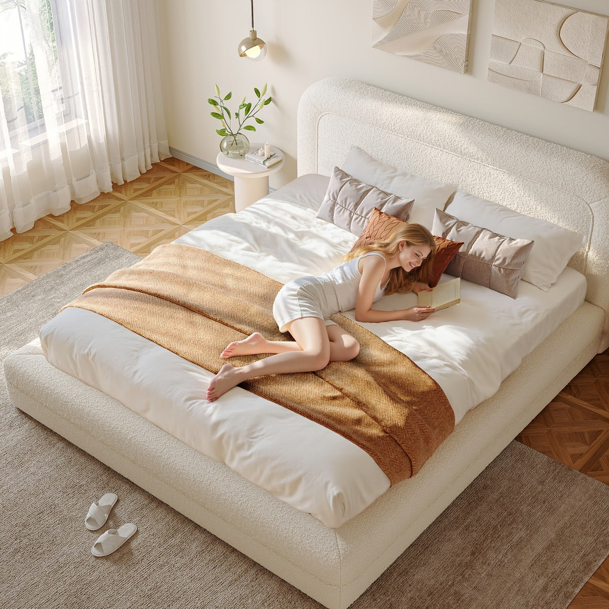 comfortable   platform bed featuring a headboard - Temu