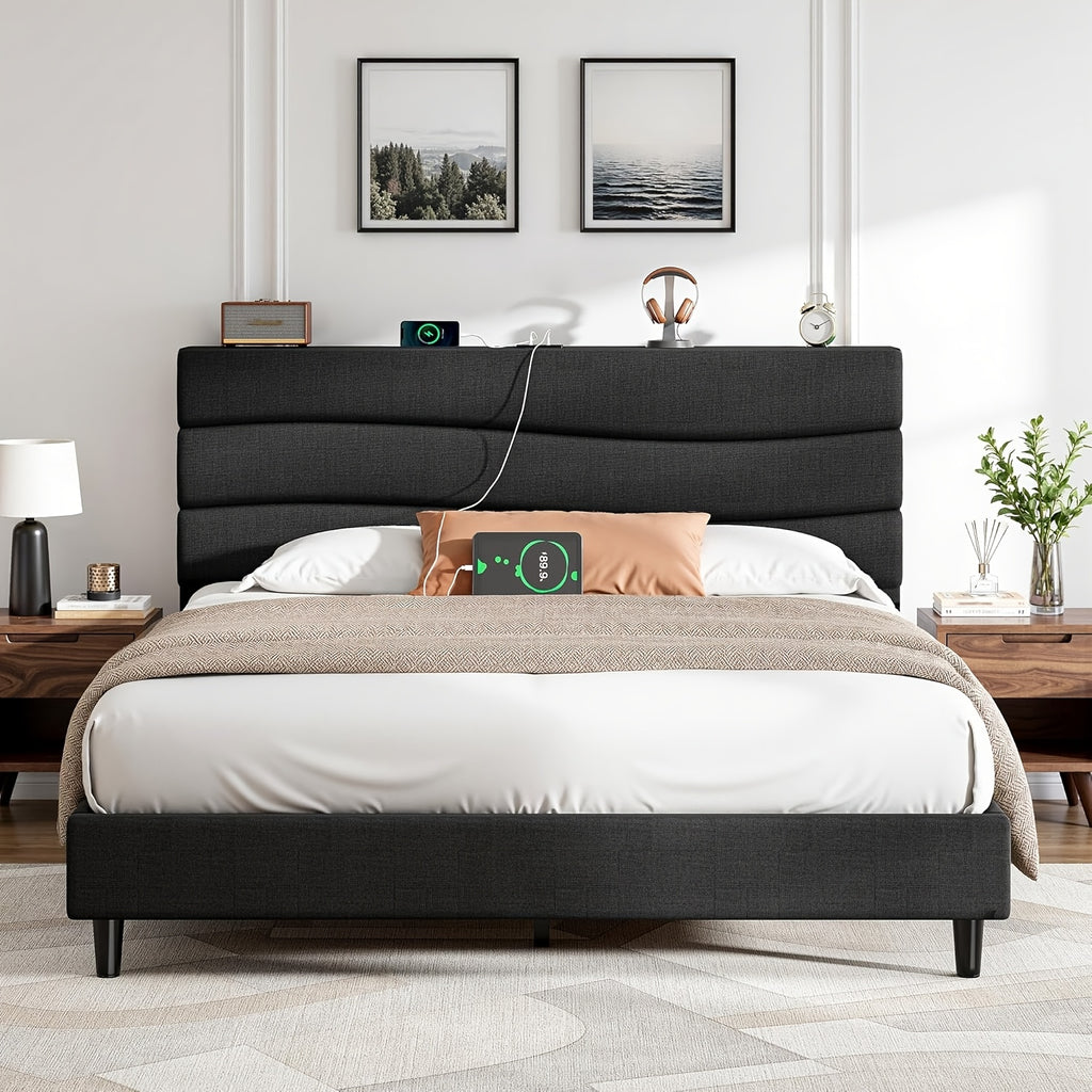 upholstered king queen full twin size bed frame - Temu