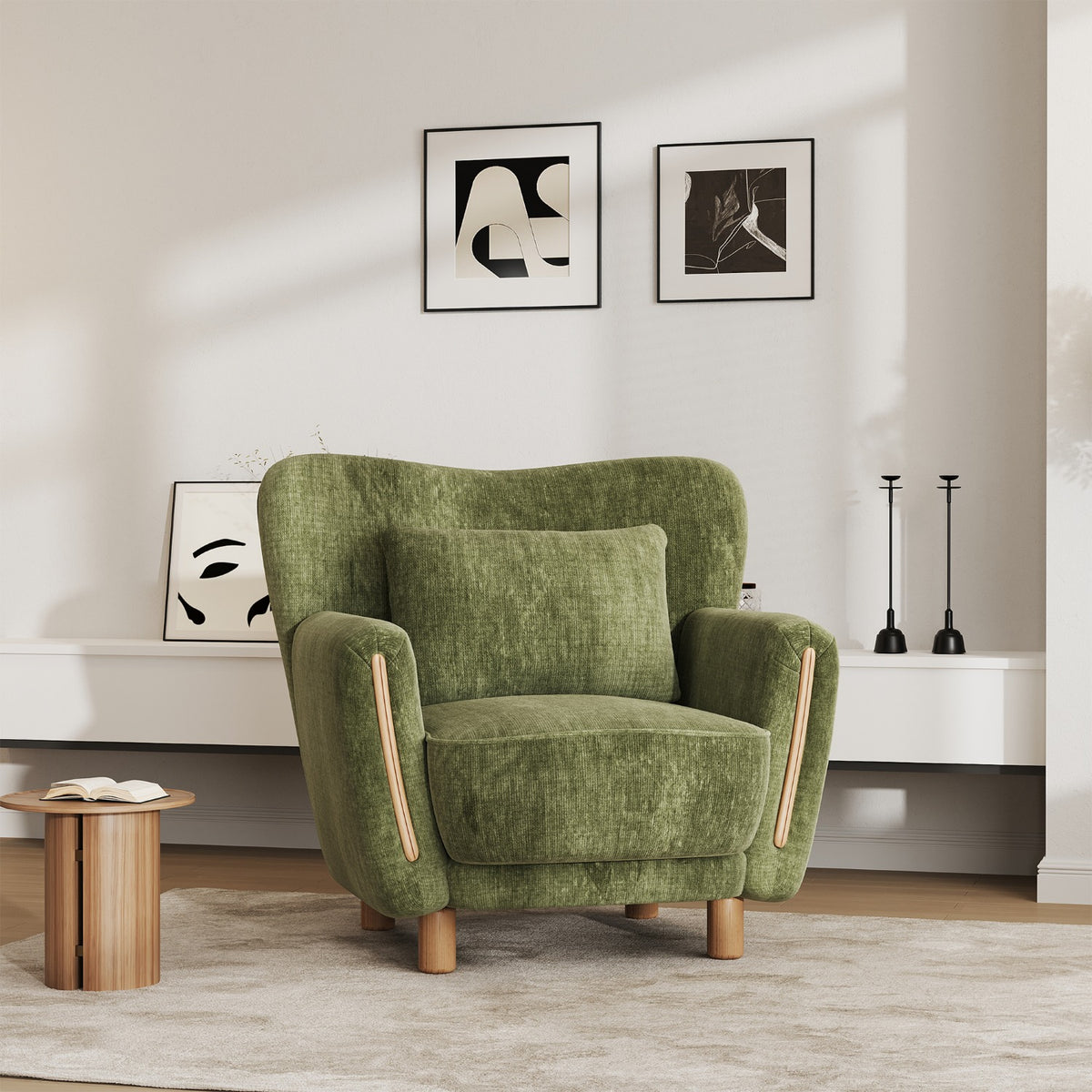 35 low profile wood accent chair backrest wingback lounge - Temu