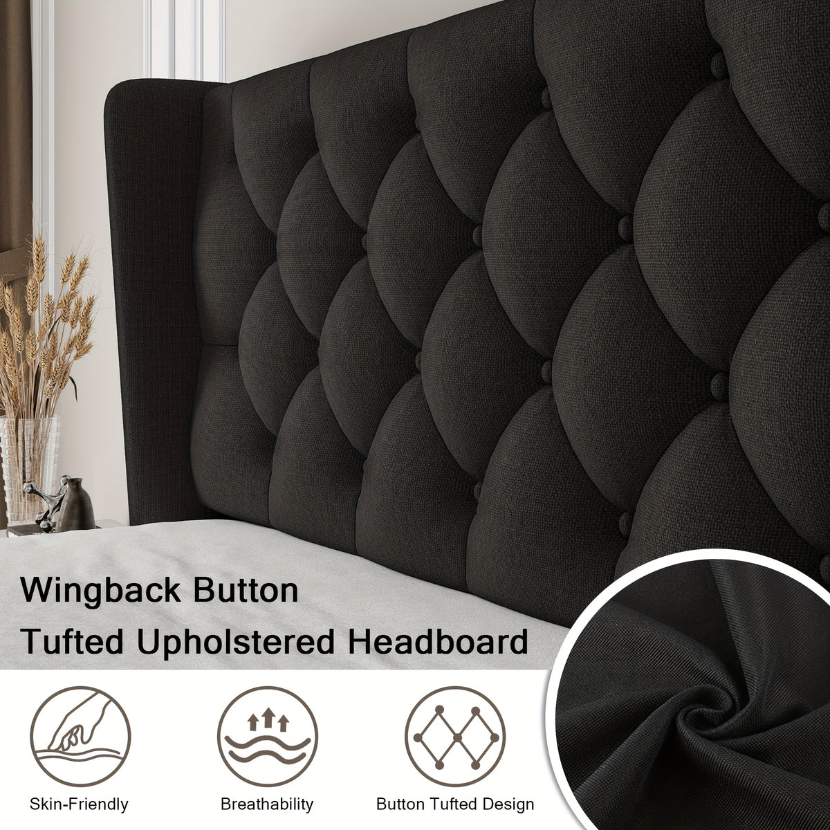 bed frame button tufted headboard platform bed 8 bed storage - Temu