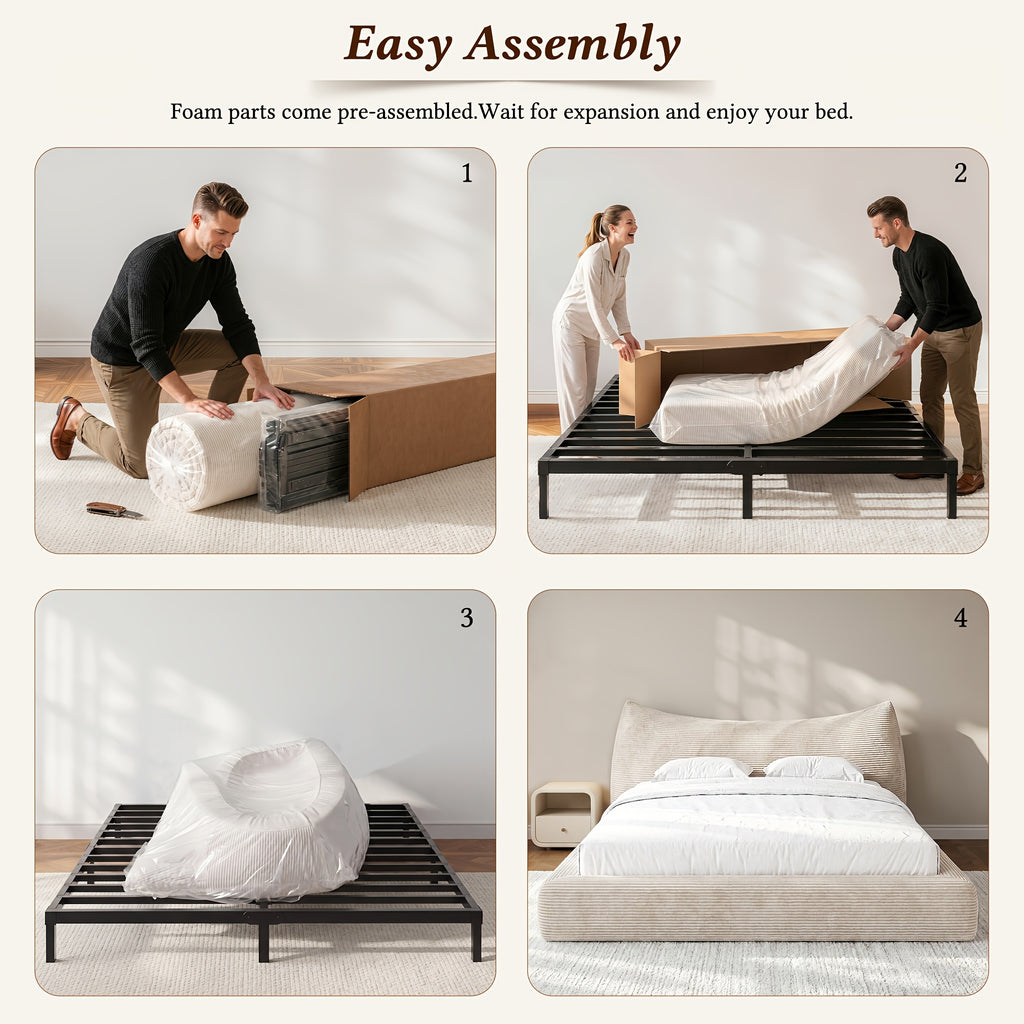 cloud bed frame cat ear design headboard 9 4 thick - Temu