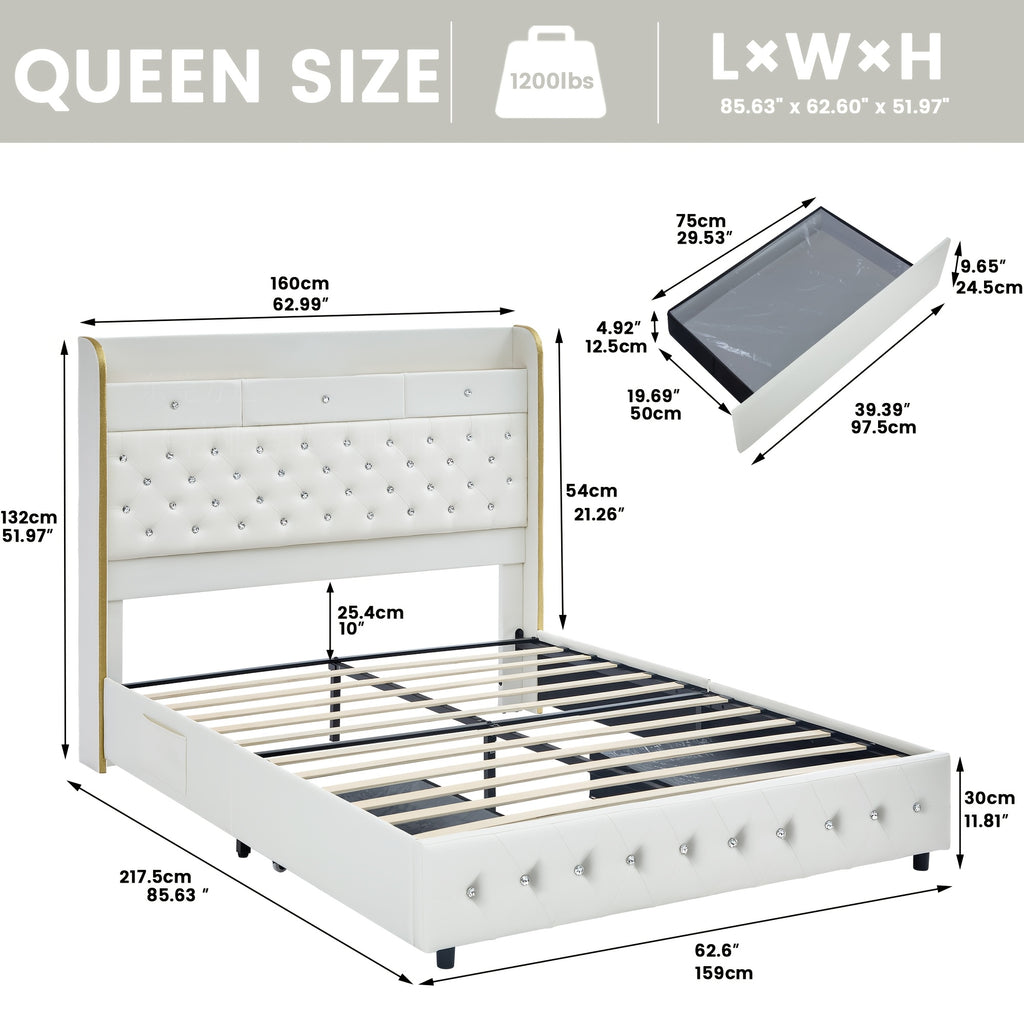 queen bed frame full size platform bed 2 removable - Temu