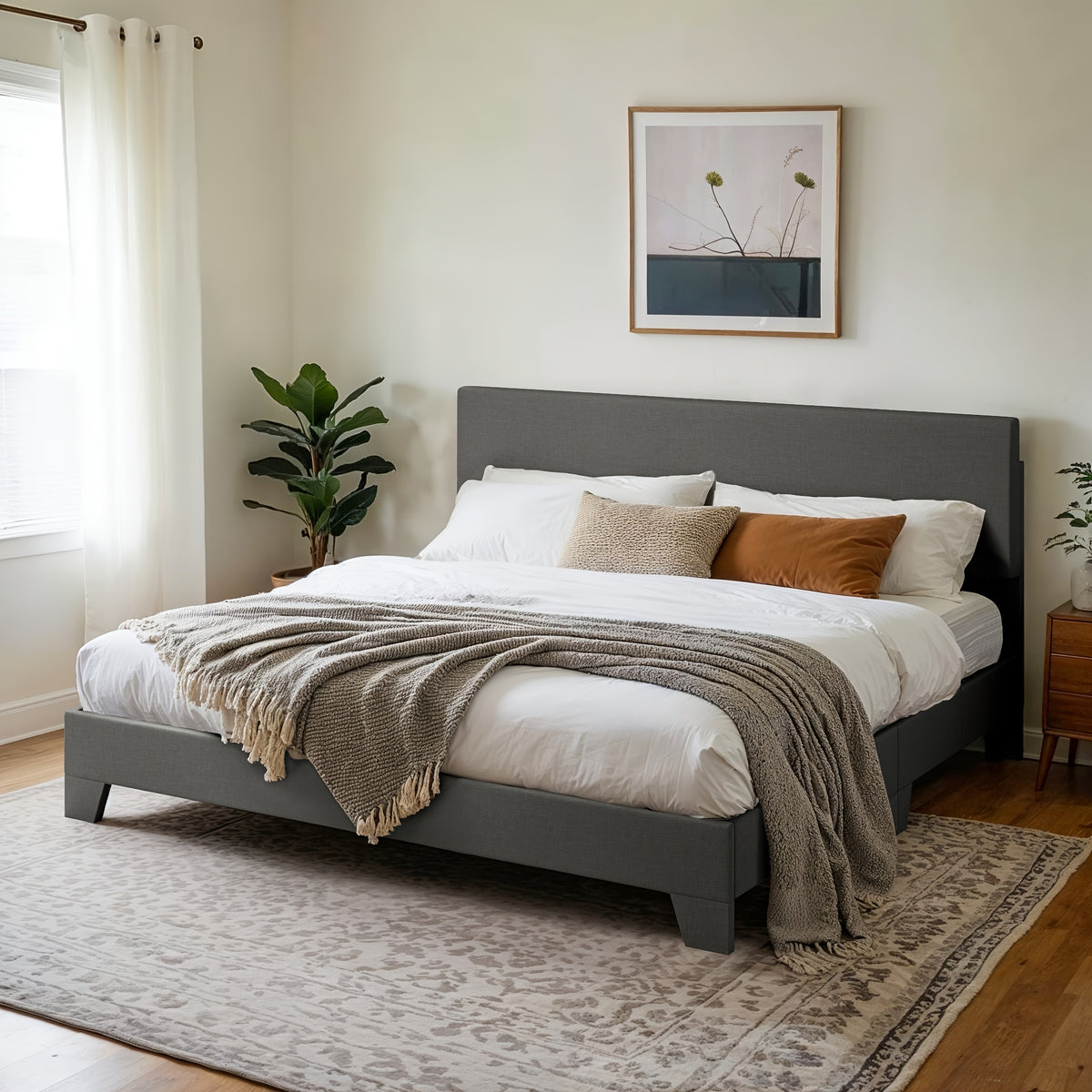 upholstered platform bed in full queen king sizes an - Temu