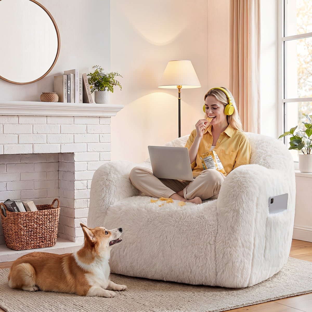 fluffy enormous bean bag chair armrests   - Temu