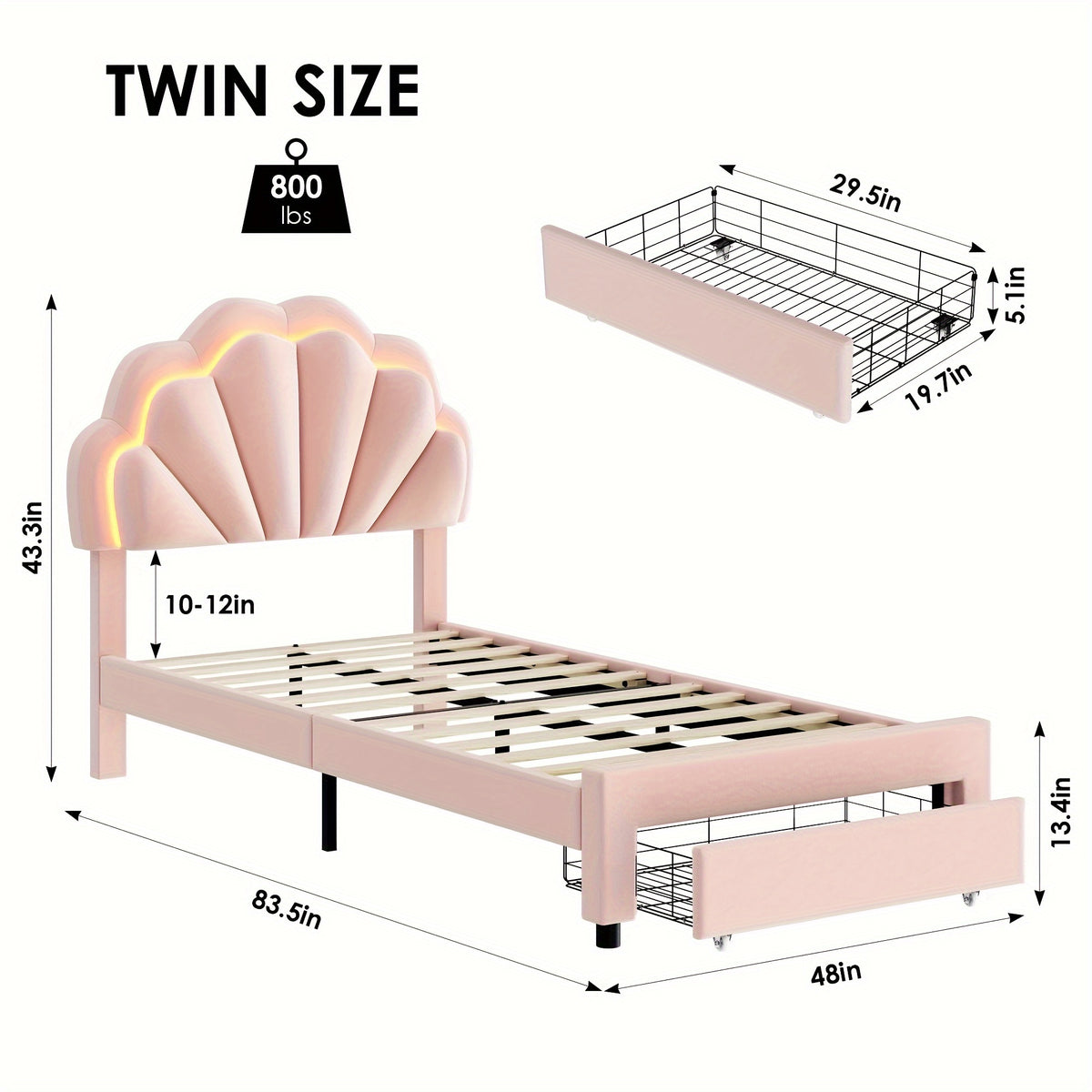 fultru led bed frame featuring a   storage drawer - Temu
