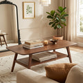 solid wood coffee table center table   storage shelf - Temu