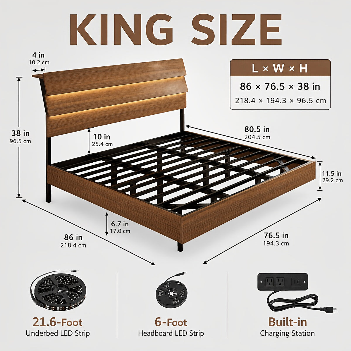 random floating bed frame led lights built in charging - Temu
