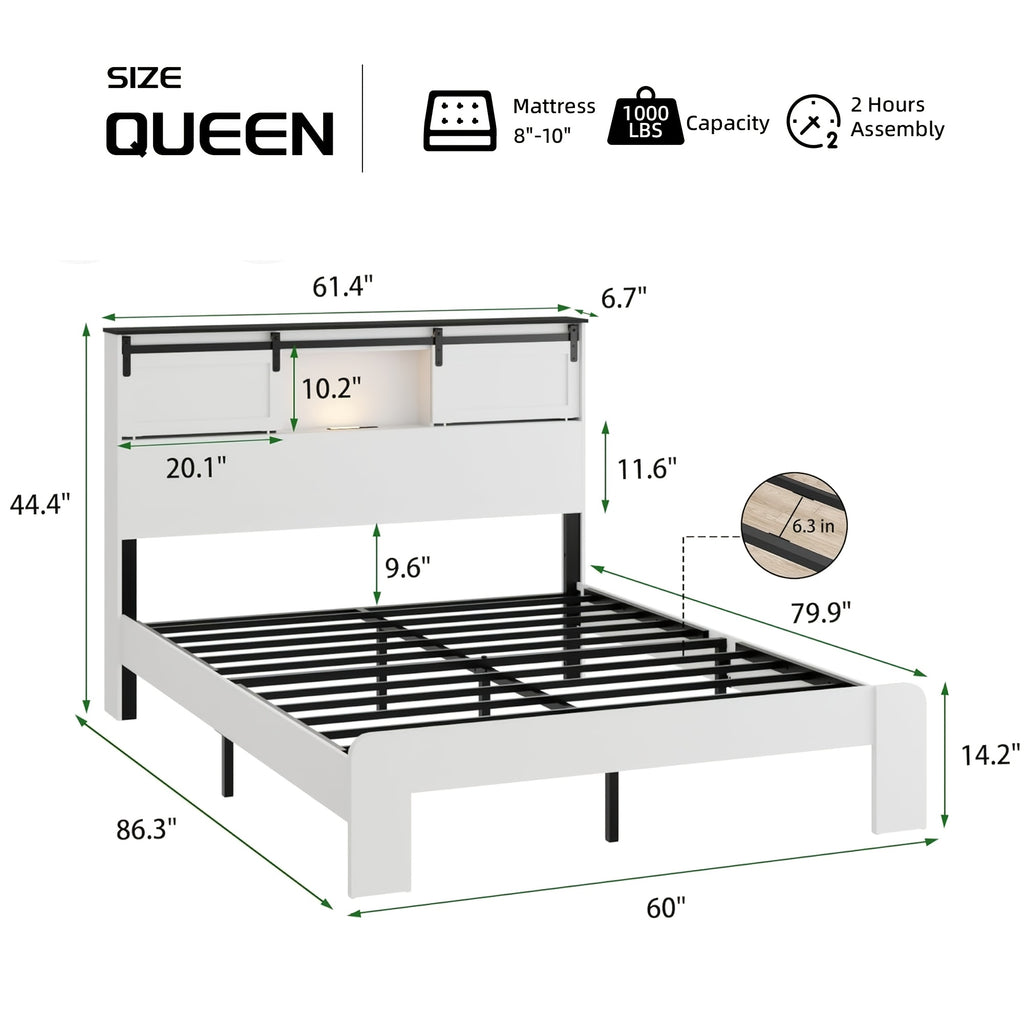 king queen wooden platform bed frame headboard modern - Temu