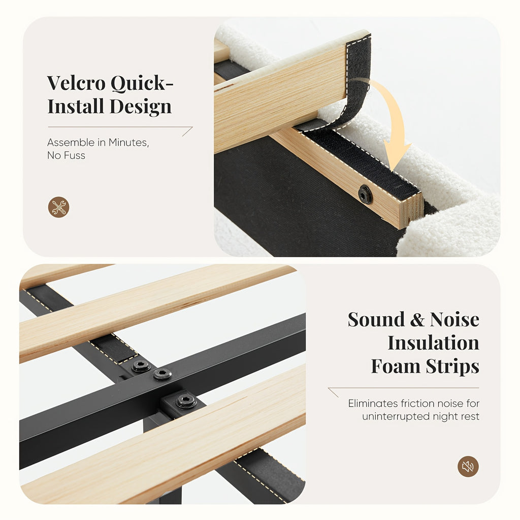 platform bed bed storage cloud teddy boucle frame adjustable - Temu