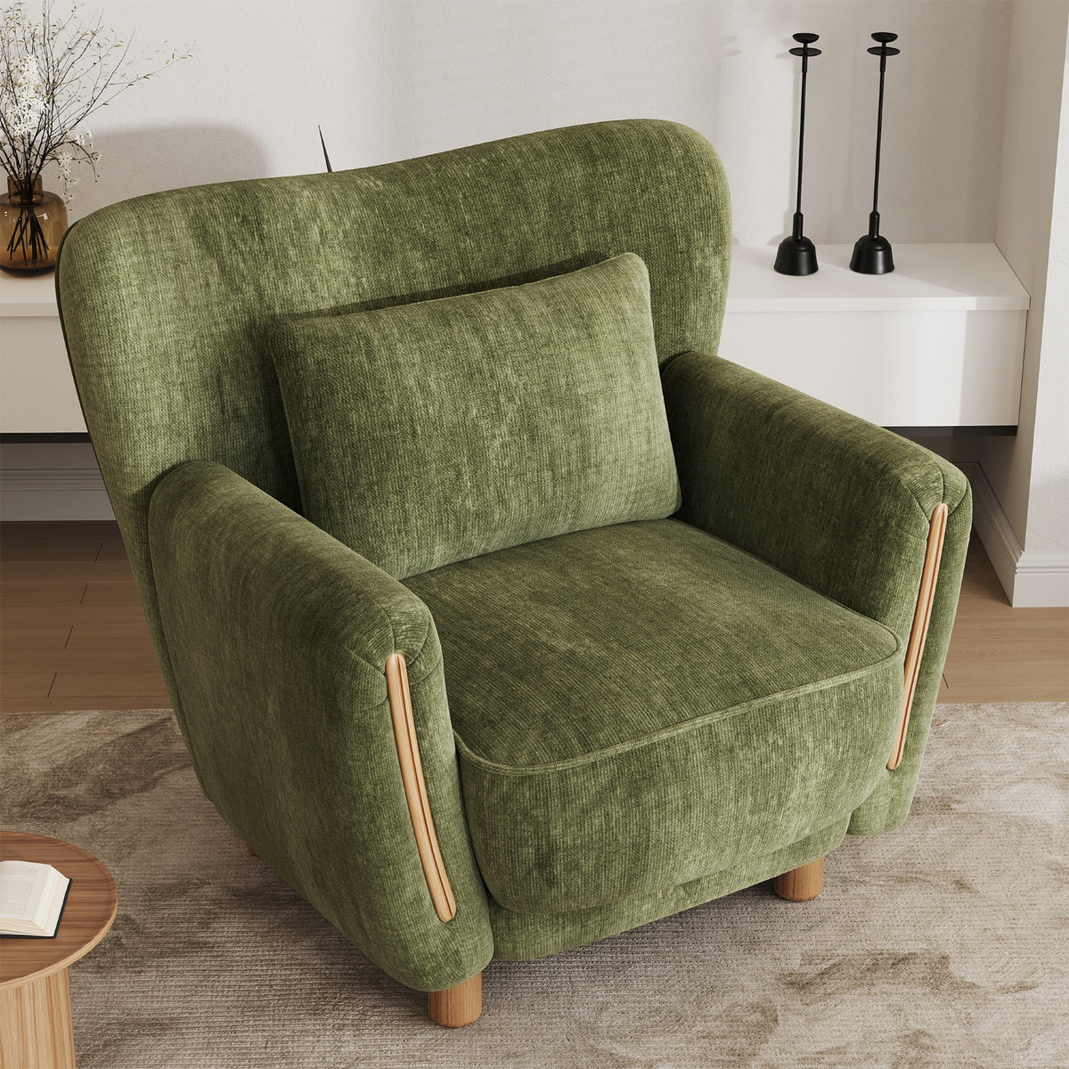 35 low profile wood accent chair backrest wingback lounge - Temu