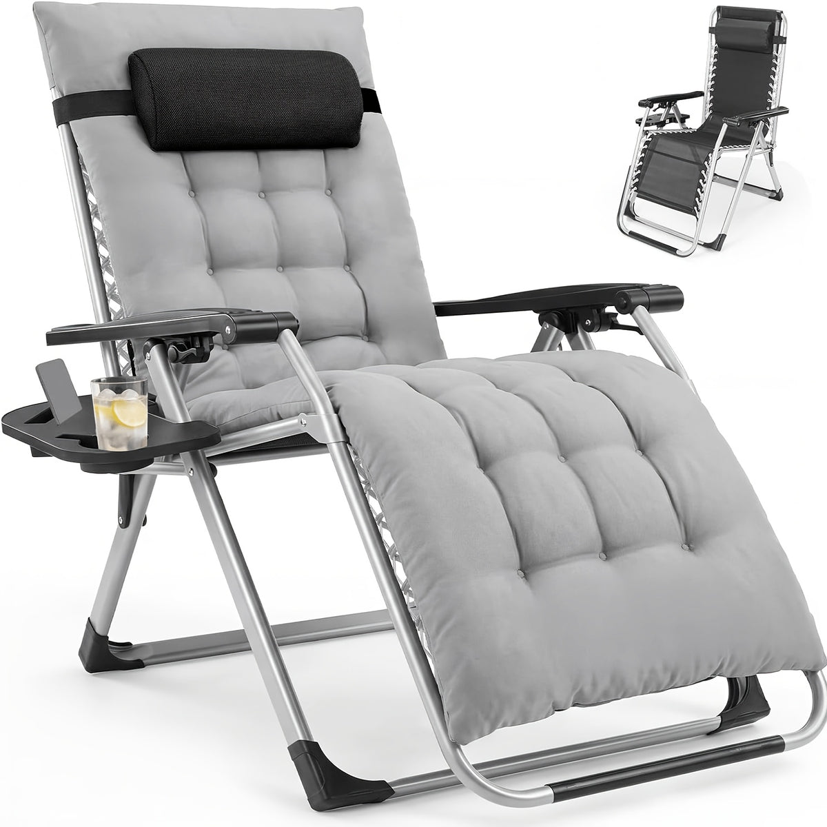 1pc zero gravity recliner foldable patio chair   cup - Temu