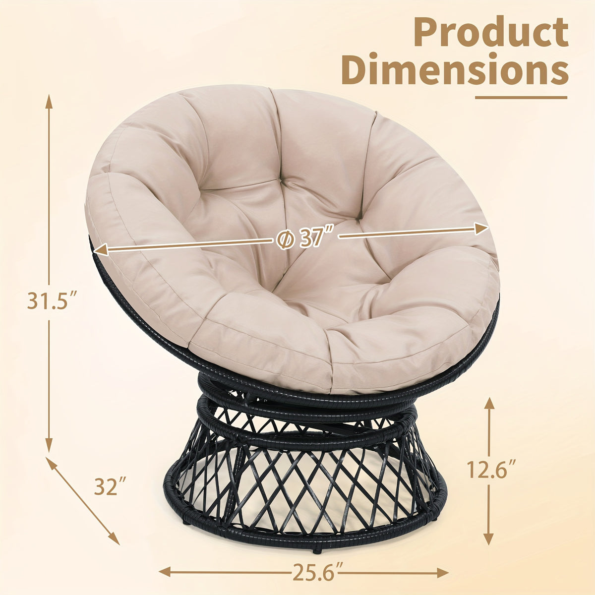 37 wicker papasan circle chair 360 swivel outdoor furniture - Temu