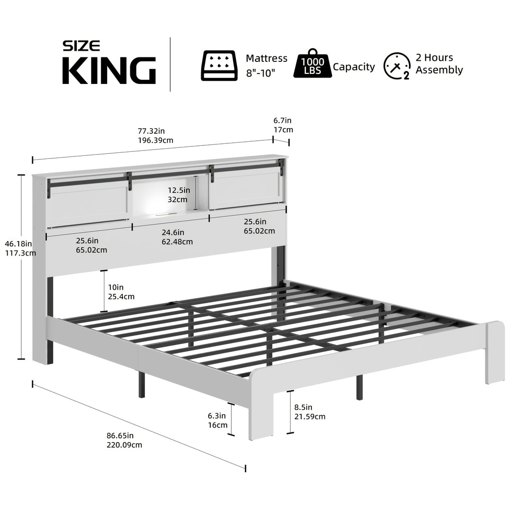 queen size farmhouse platform bed frame sliding barn door - Temu