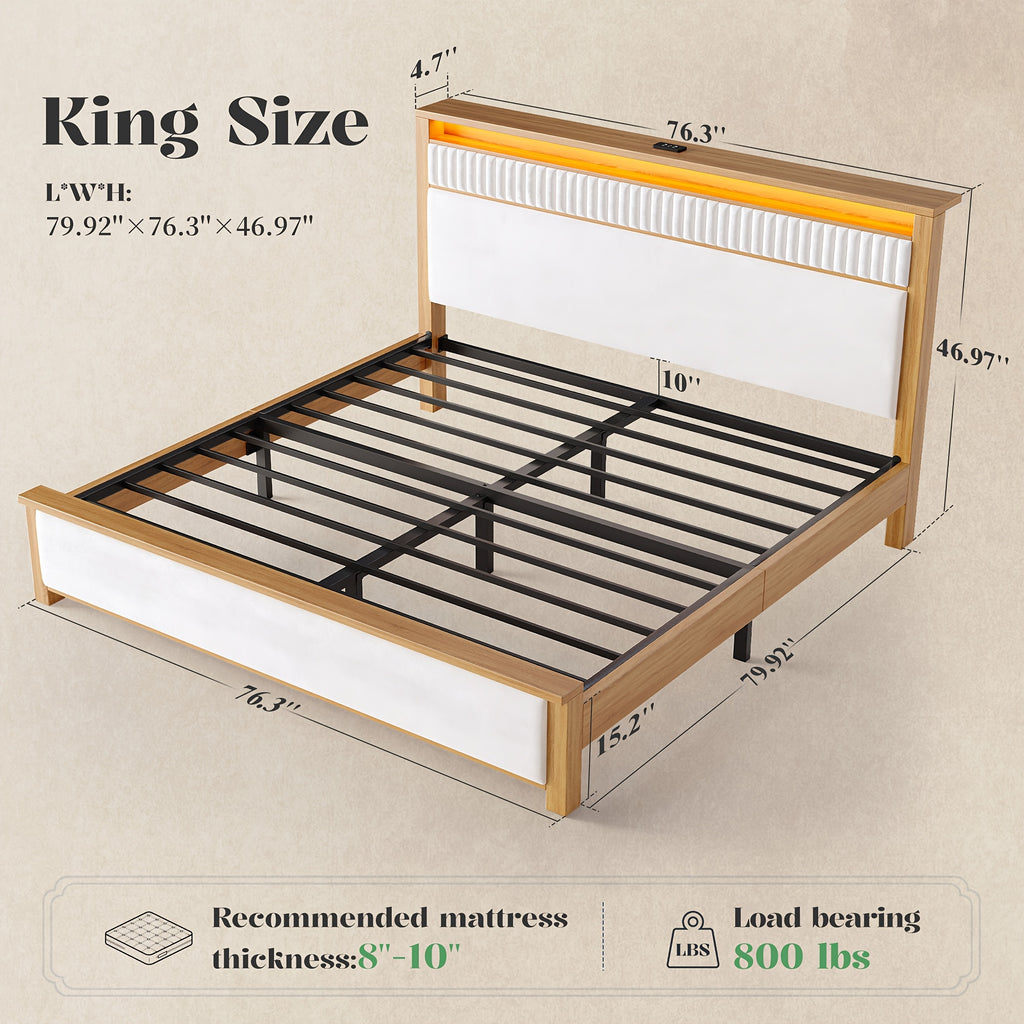 bed frame storage headboard shelf queen king size - Temu