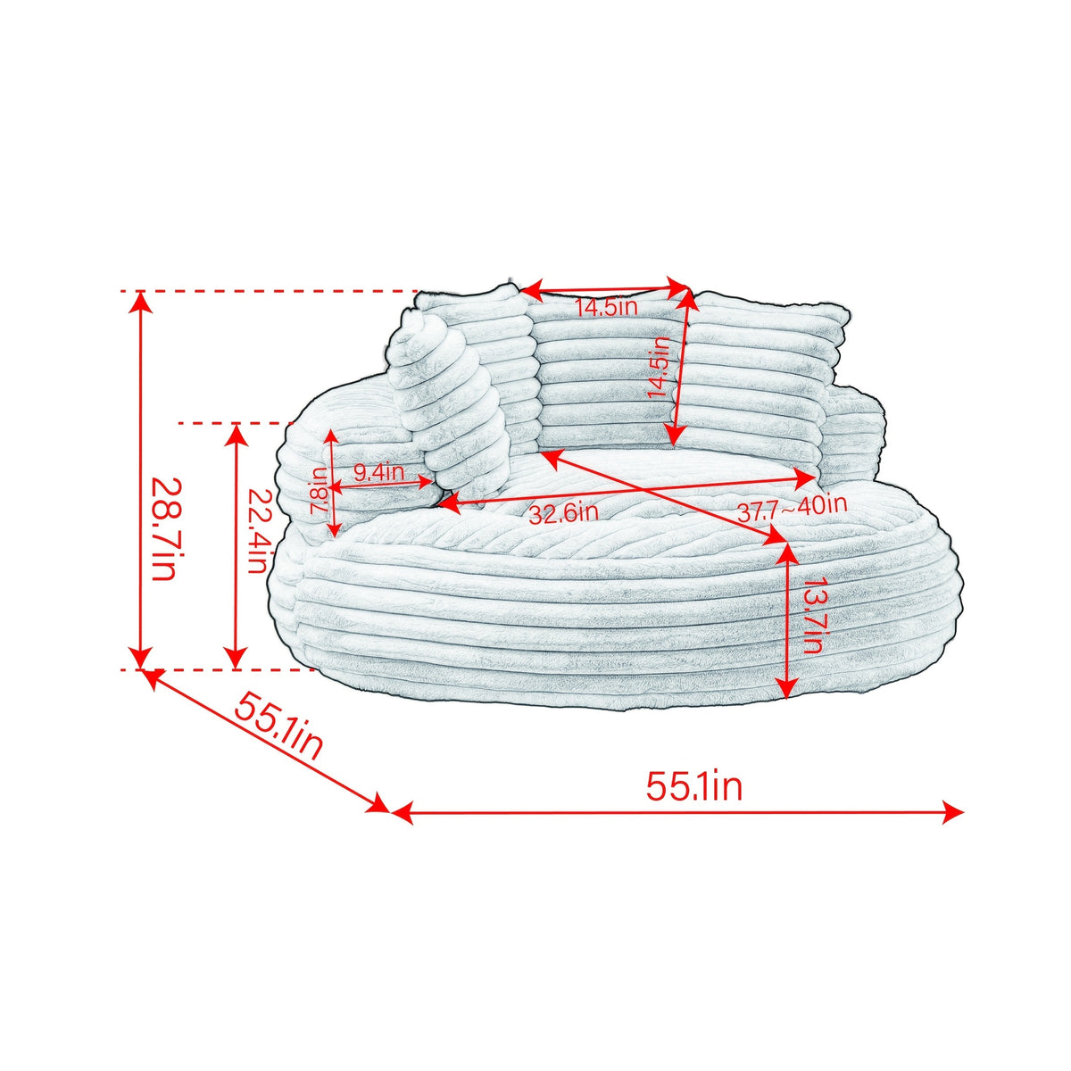 55 oversized high back bean bag chair plush floor lounger - Temu