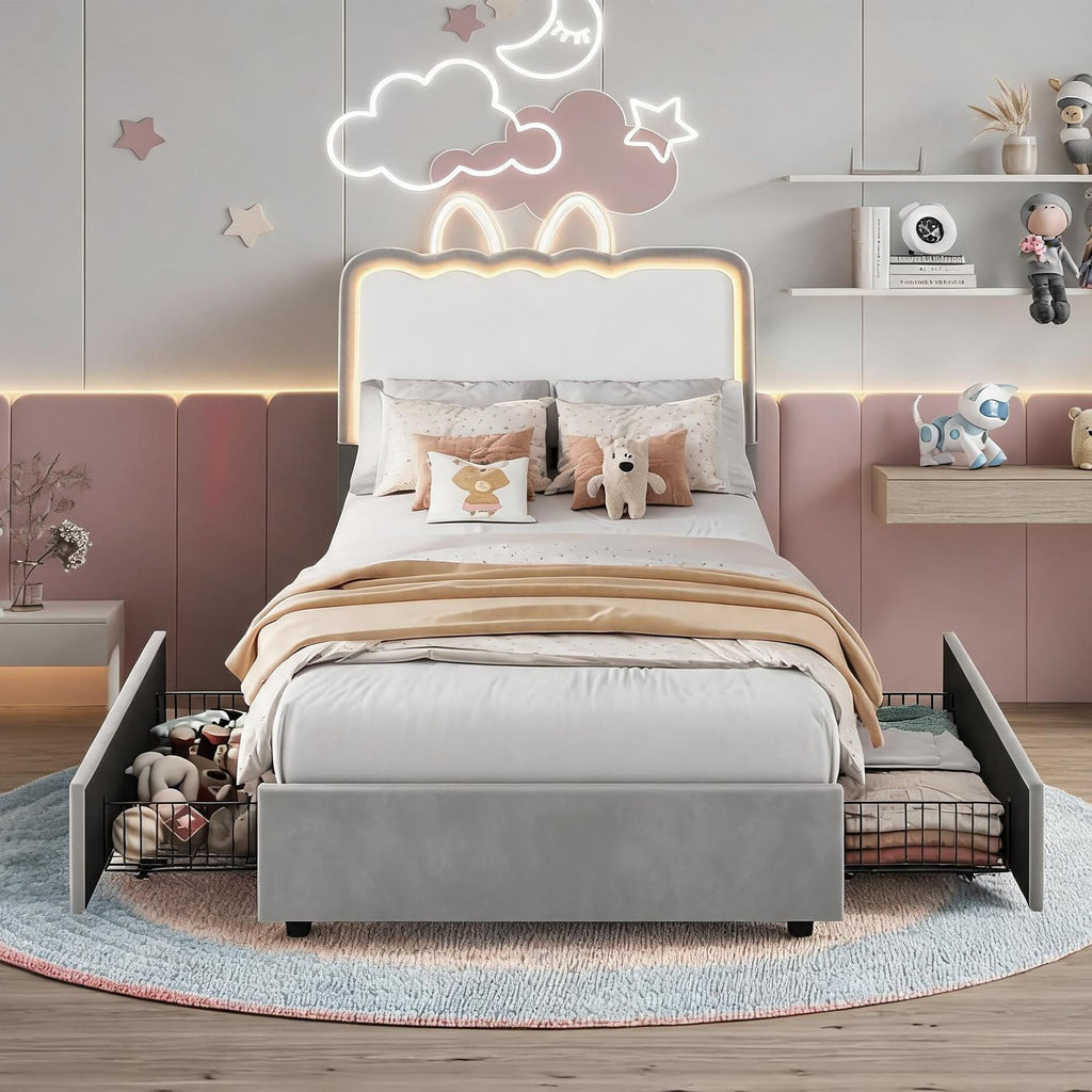 modern upholstered platform bed frame wave shaped headboard - Temu