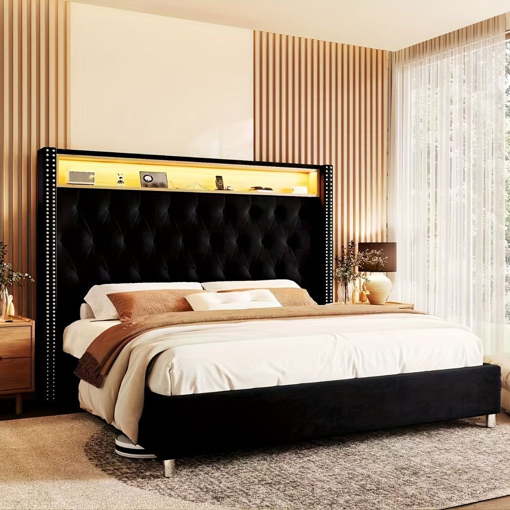 upholstered bed frame deep button tufted bed frame - Temu