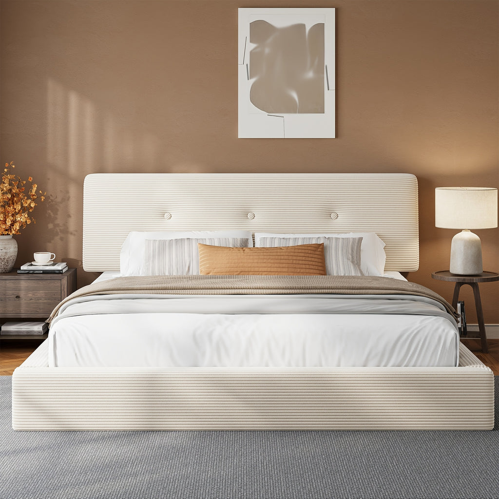 cloud bed frame adjustable headboard upholstered corduroy - Temu