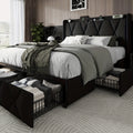 4 drawers storage bed frame wingback headboard - Temu