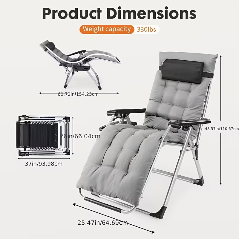 1pc zero gravity recliner foldable patio chair   cup - Temu