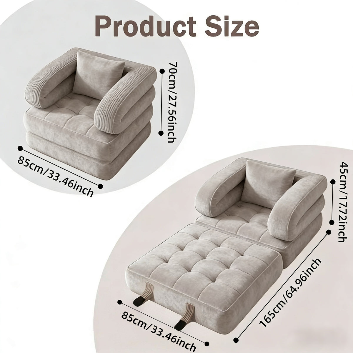 3 in 1 foldable lounge sofa a single chair bed backrest - Temu