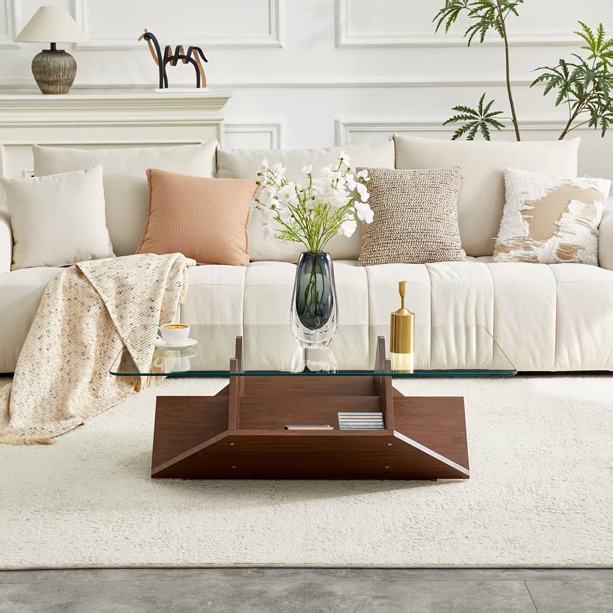 coffee table modern   tempered glass mdf - Temu