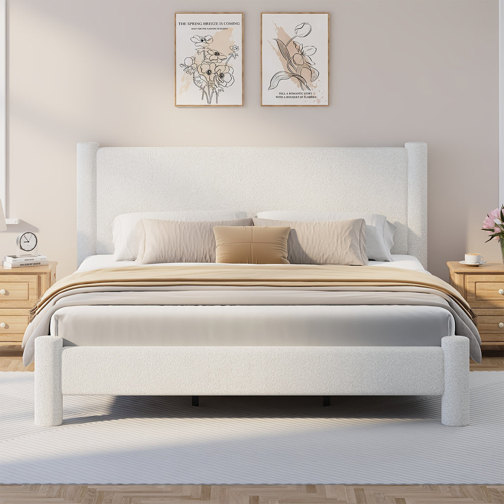 soft boucle upholstered bed frame headboard twin full queen - Temu