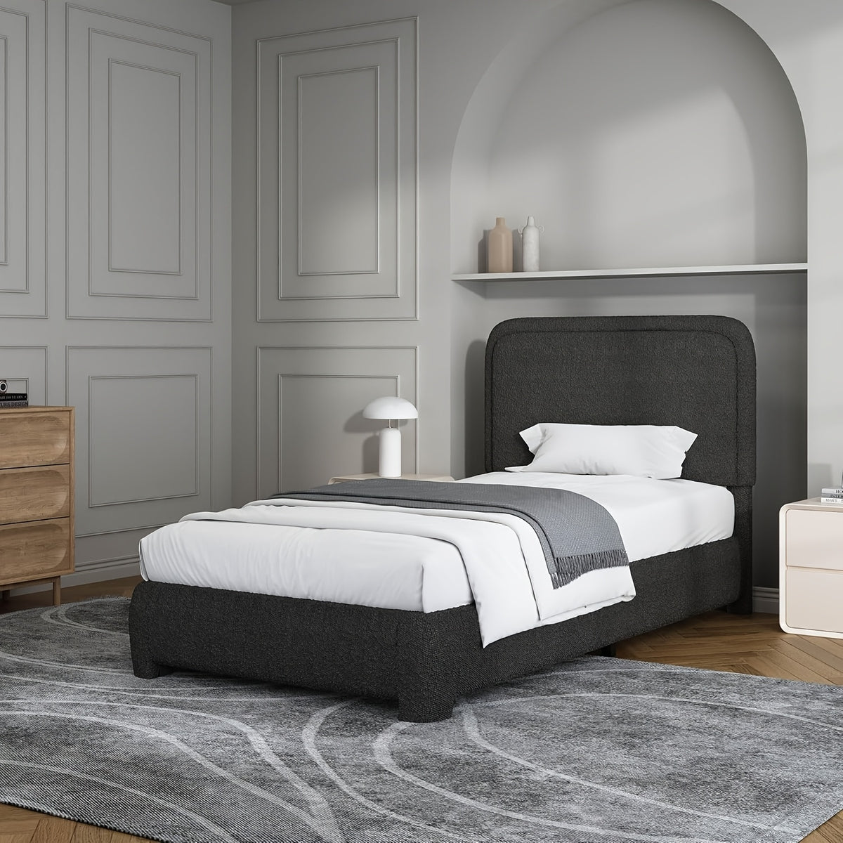twin full   bed frame cloud boucle upholstered - Temu