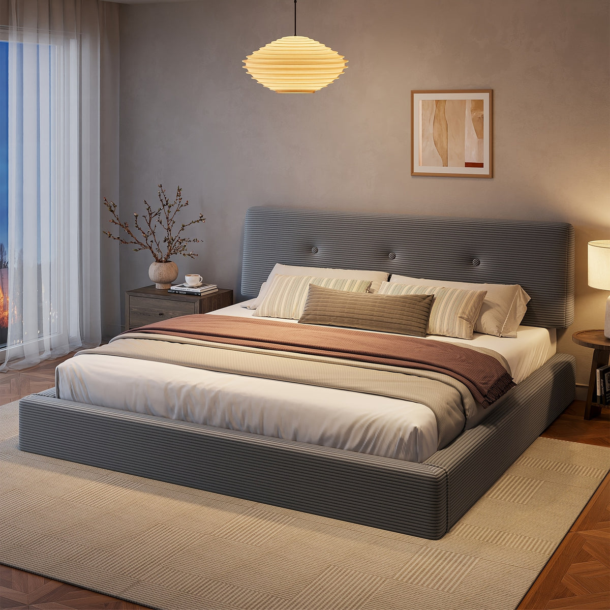 cloud bed frame adjustable headboard upholstered soft king - Temu