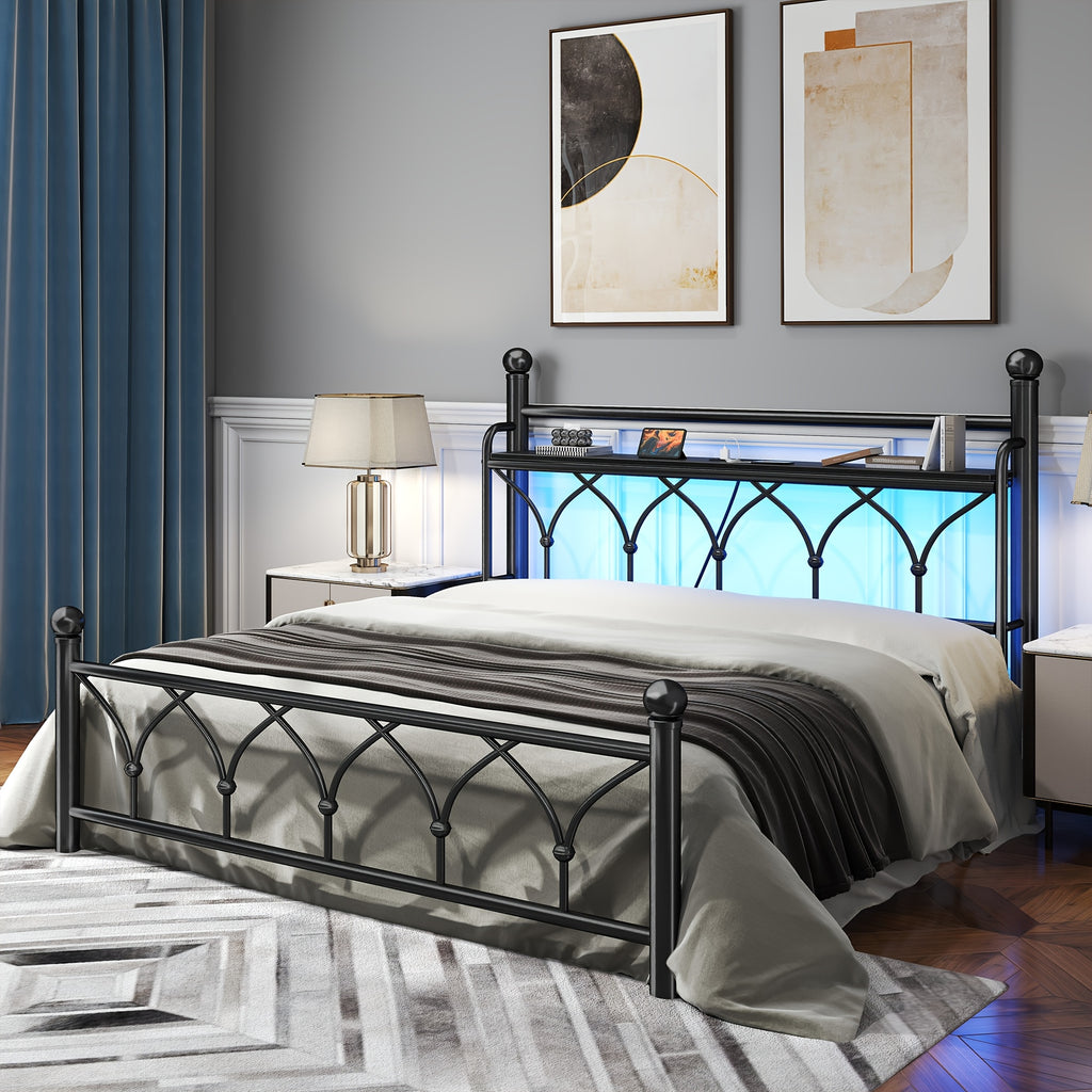 metal bed frame tall storage headboard   - Temu