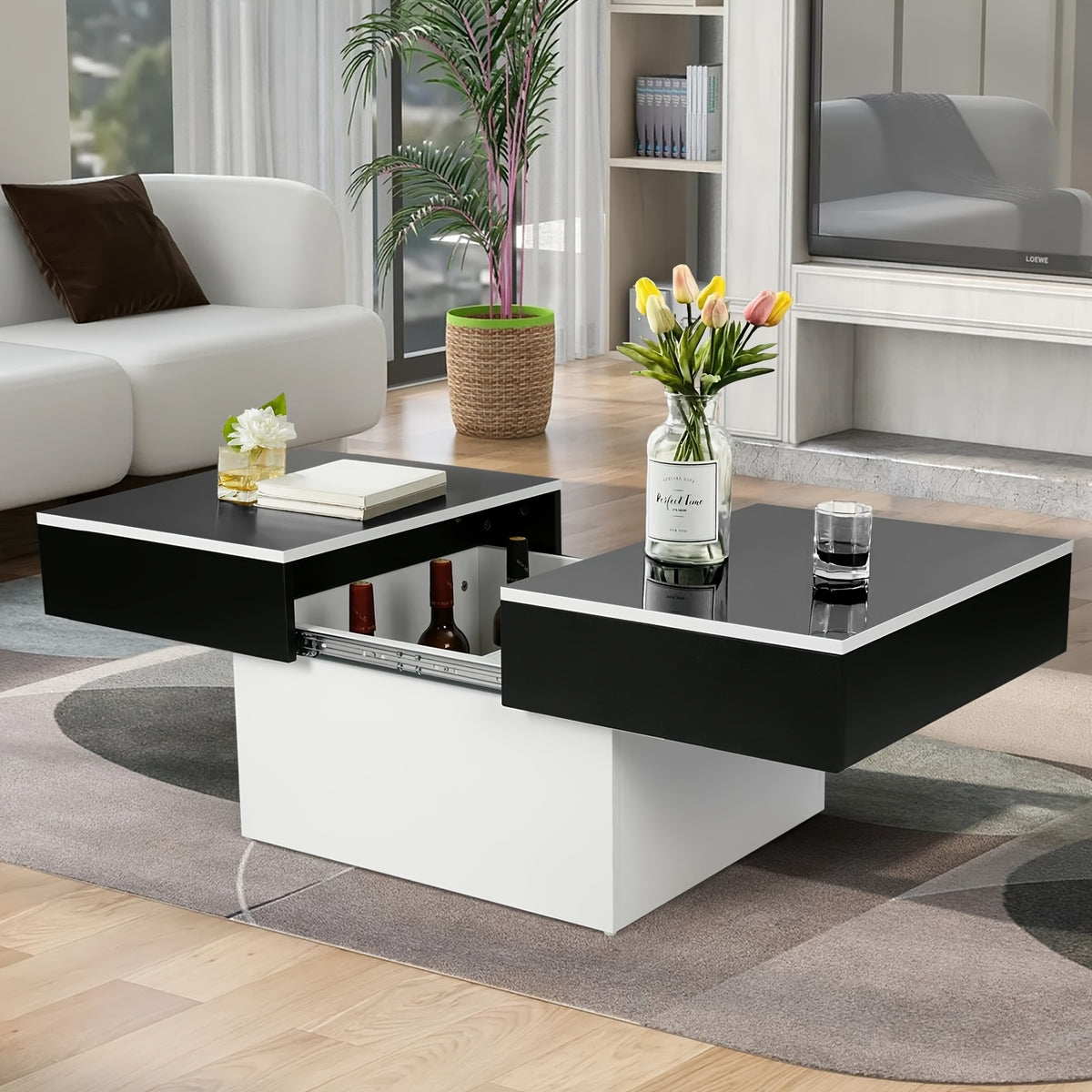 37 5 50 8 extendable coffee table storage high gloss   - Temu