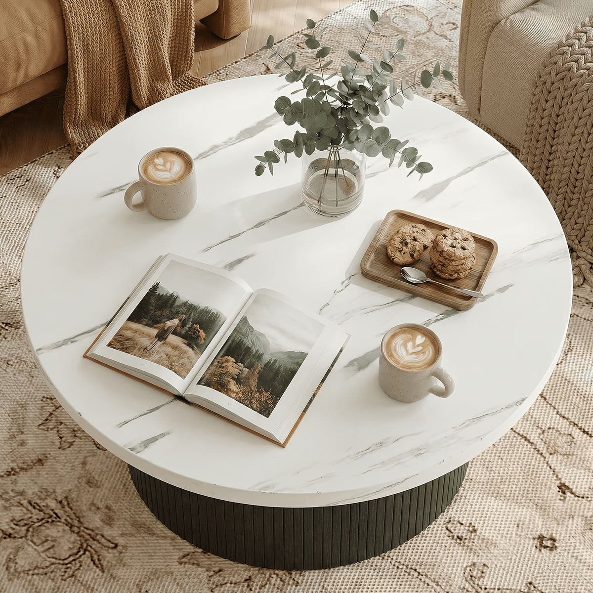 32 inch round coffee table modern suitable small space - Temu