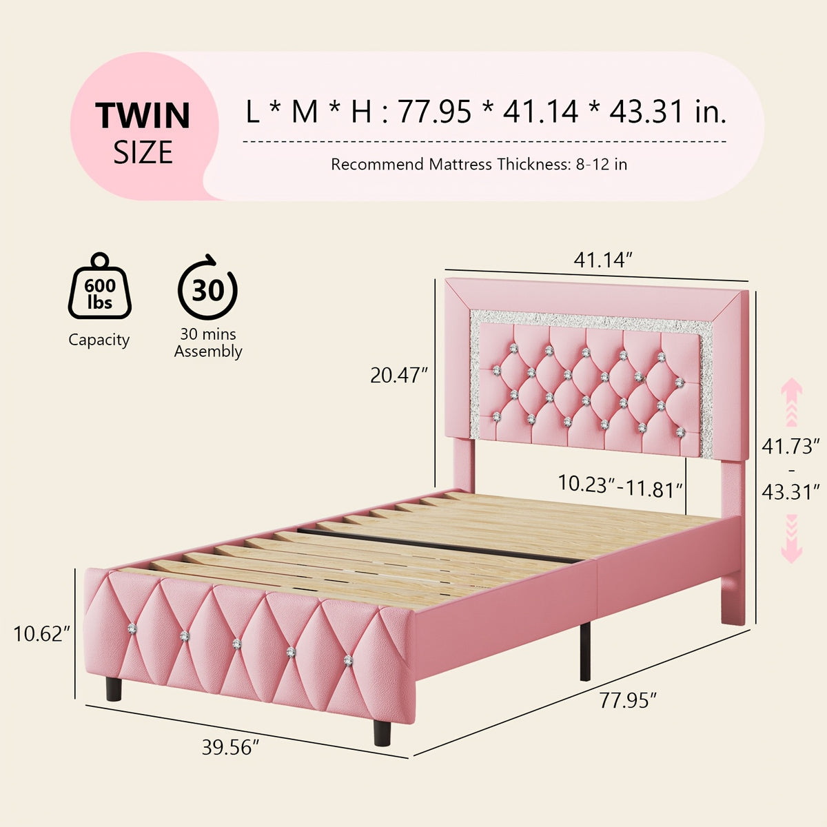 twin full queen king bed frame padded platform bed - Temu