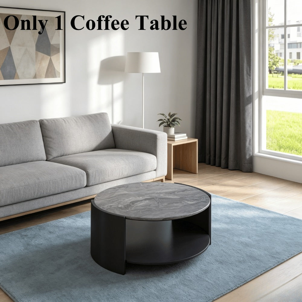 1pc modern round coffee table curved grey tabletop storage - Temu