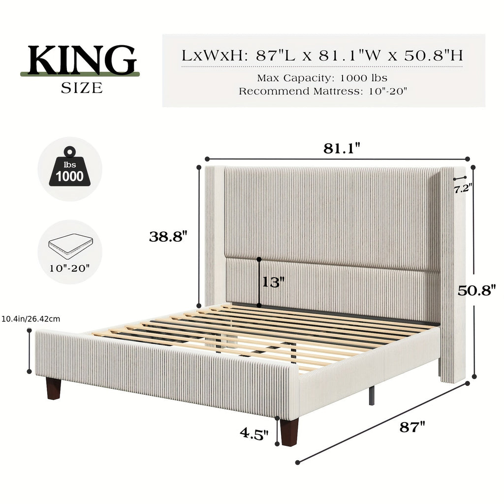 50 8 upholstered platform bed frame corduroy bed frame - Temu