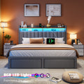 full queen king size bed frame 2 tier storage headboard - Temu
