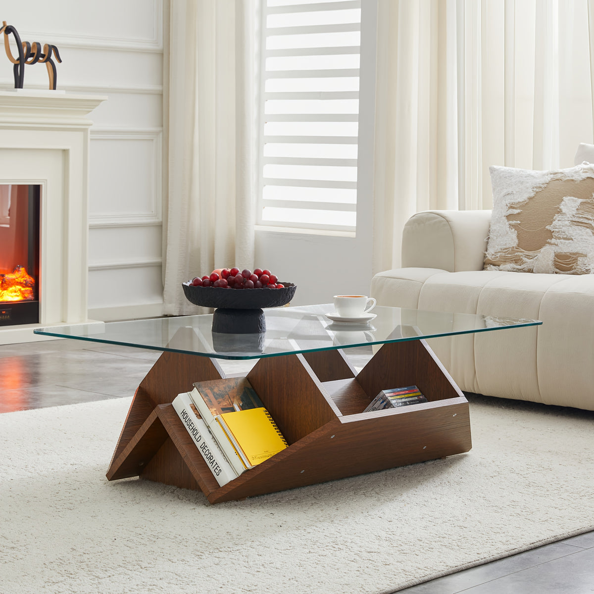 coffee table modern   tempered glass mdf - Temu