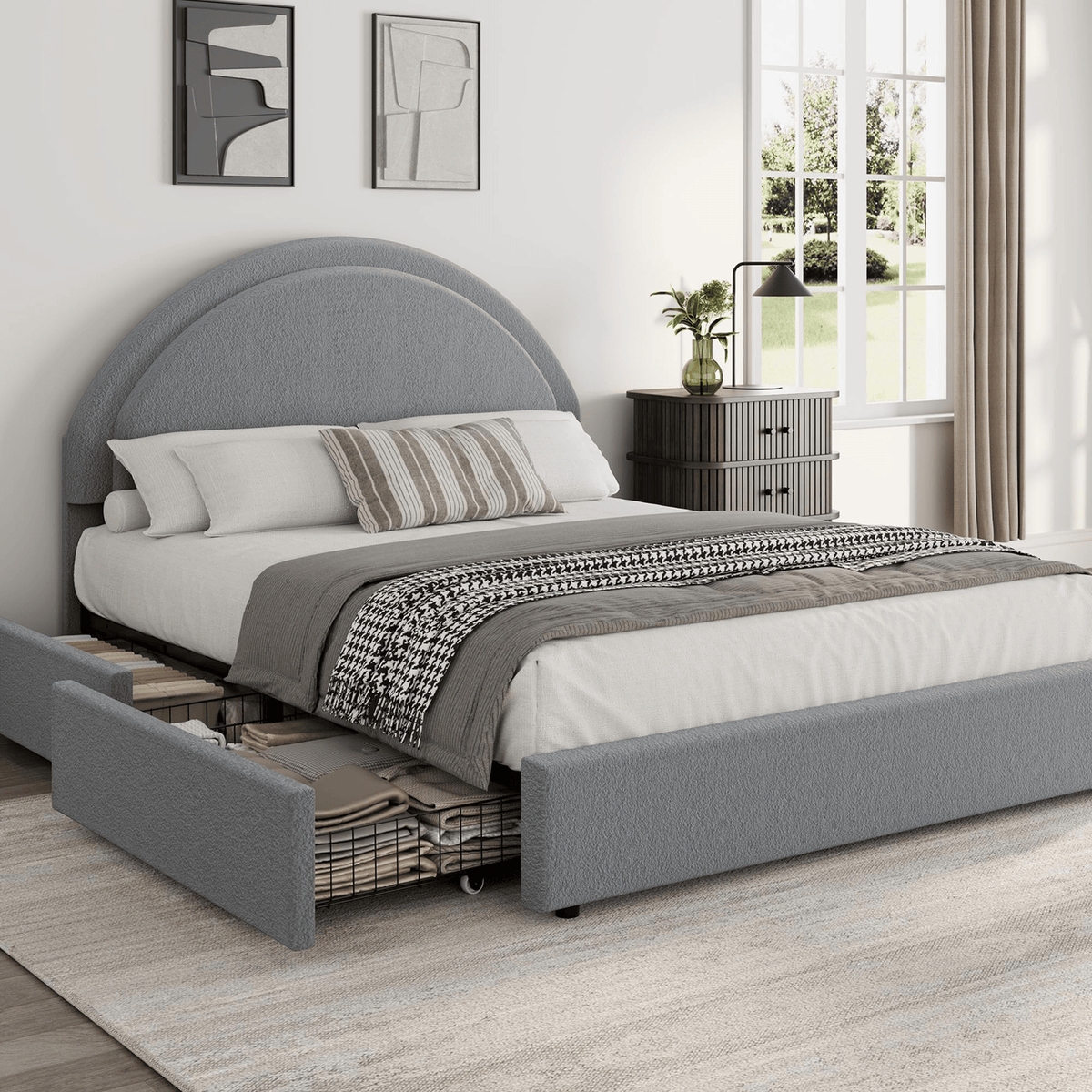 2026 lamb fleece comfortable semi circular low profile bed 2 - Temu