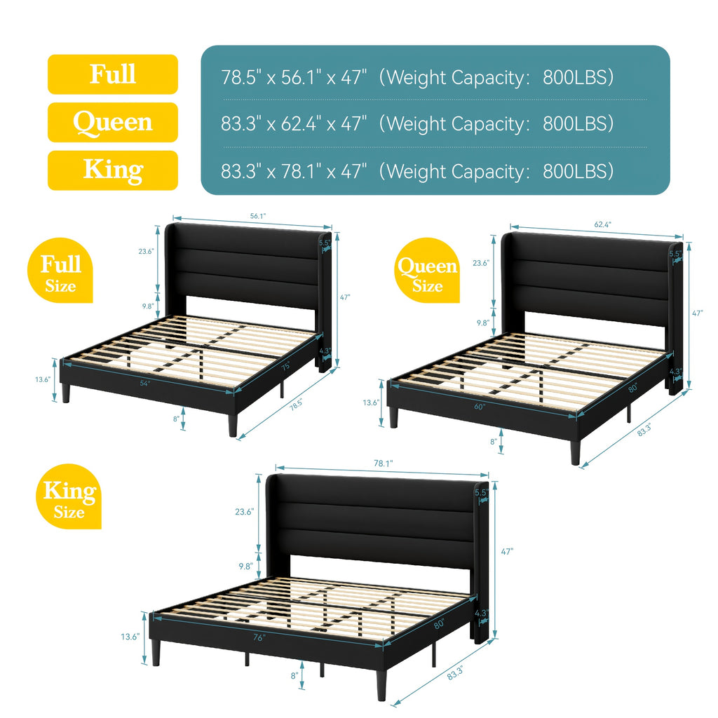 modern wingback platform bed frame velvet upholstered - Temu