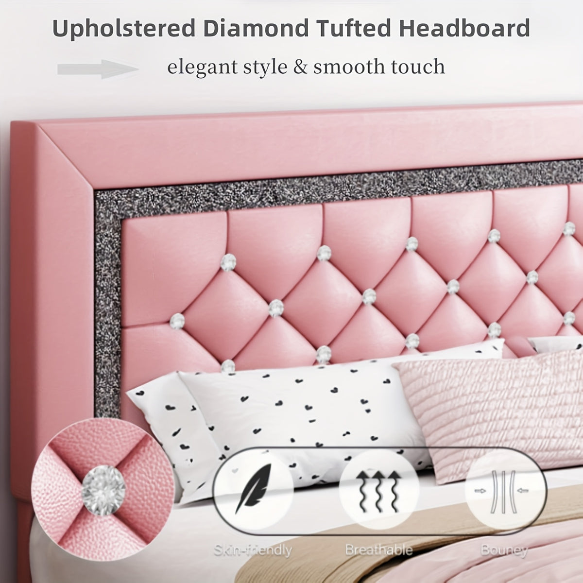 twin full queen bed frame tufted button headboard - Temu