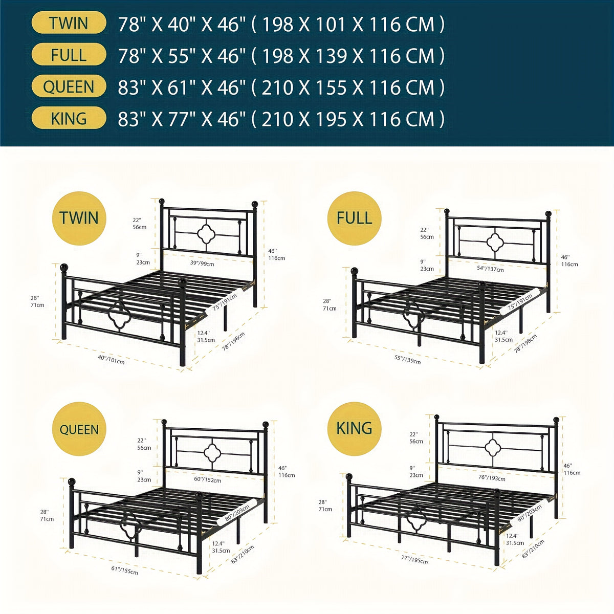 modern metal platform bed frame   art - Temu