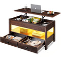 coffee table lift top coffee table 2 drawers led light large - Temu