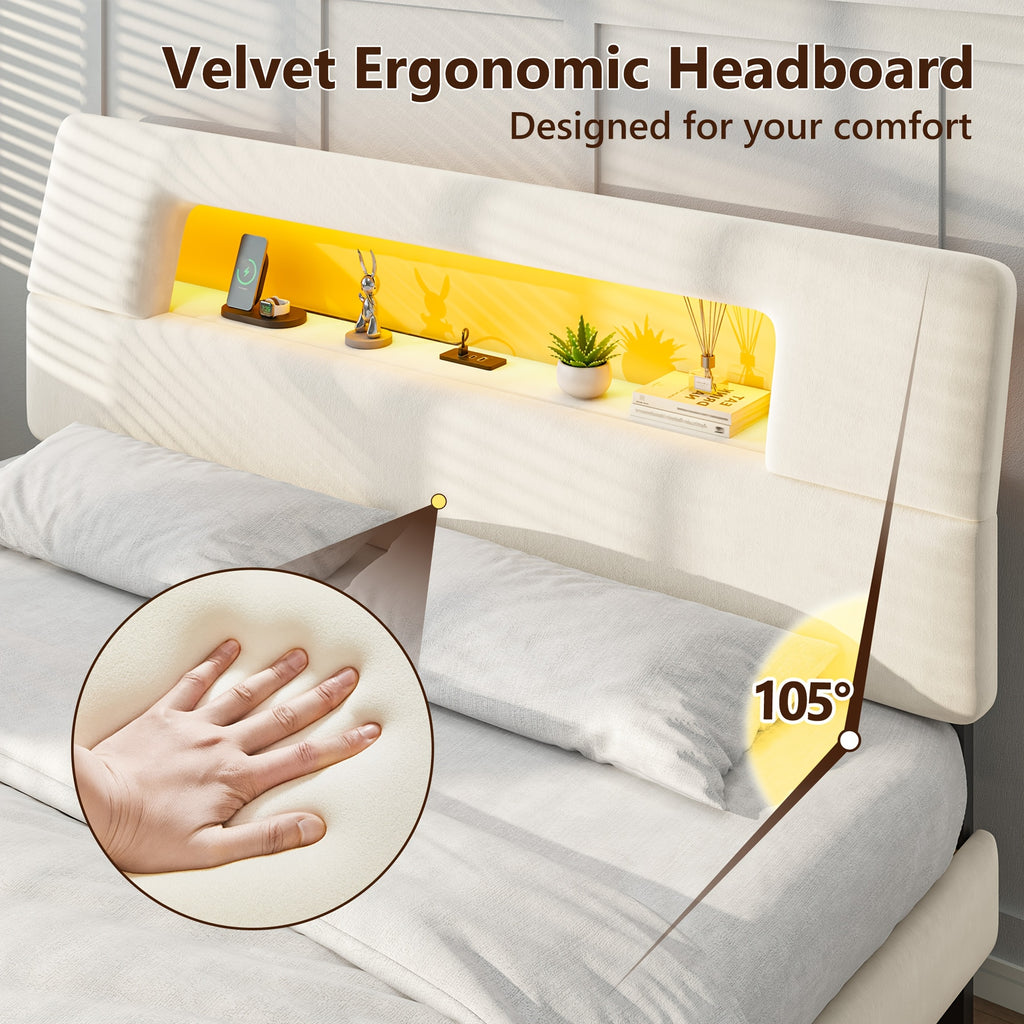 twin full queen king bed frame ergonomic storage headboard - Temu
