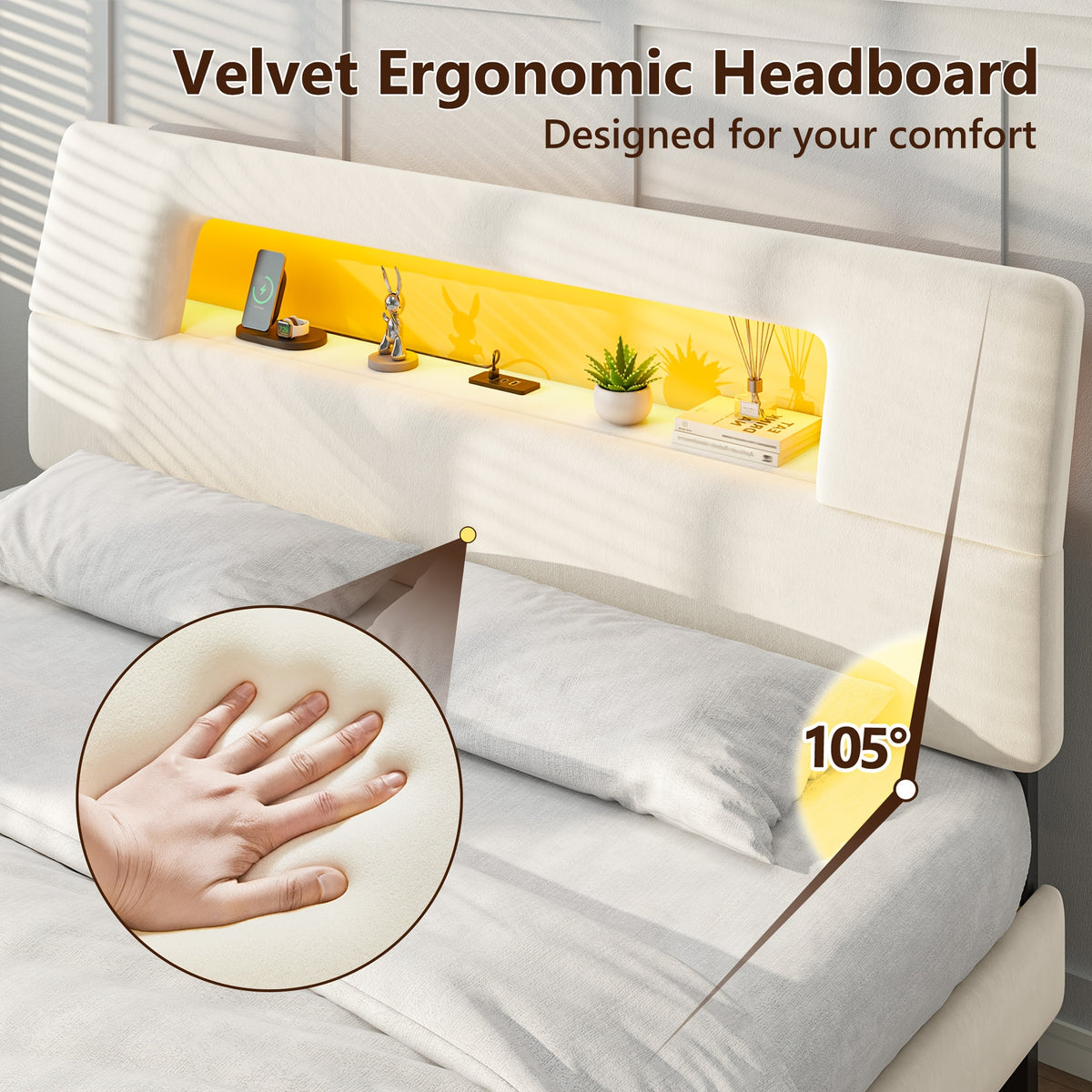 twin full queen king bed frame ergonomic storage headboard - Temu
