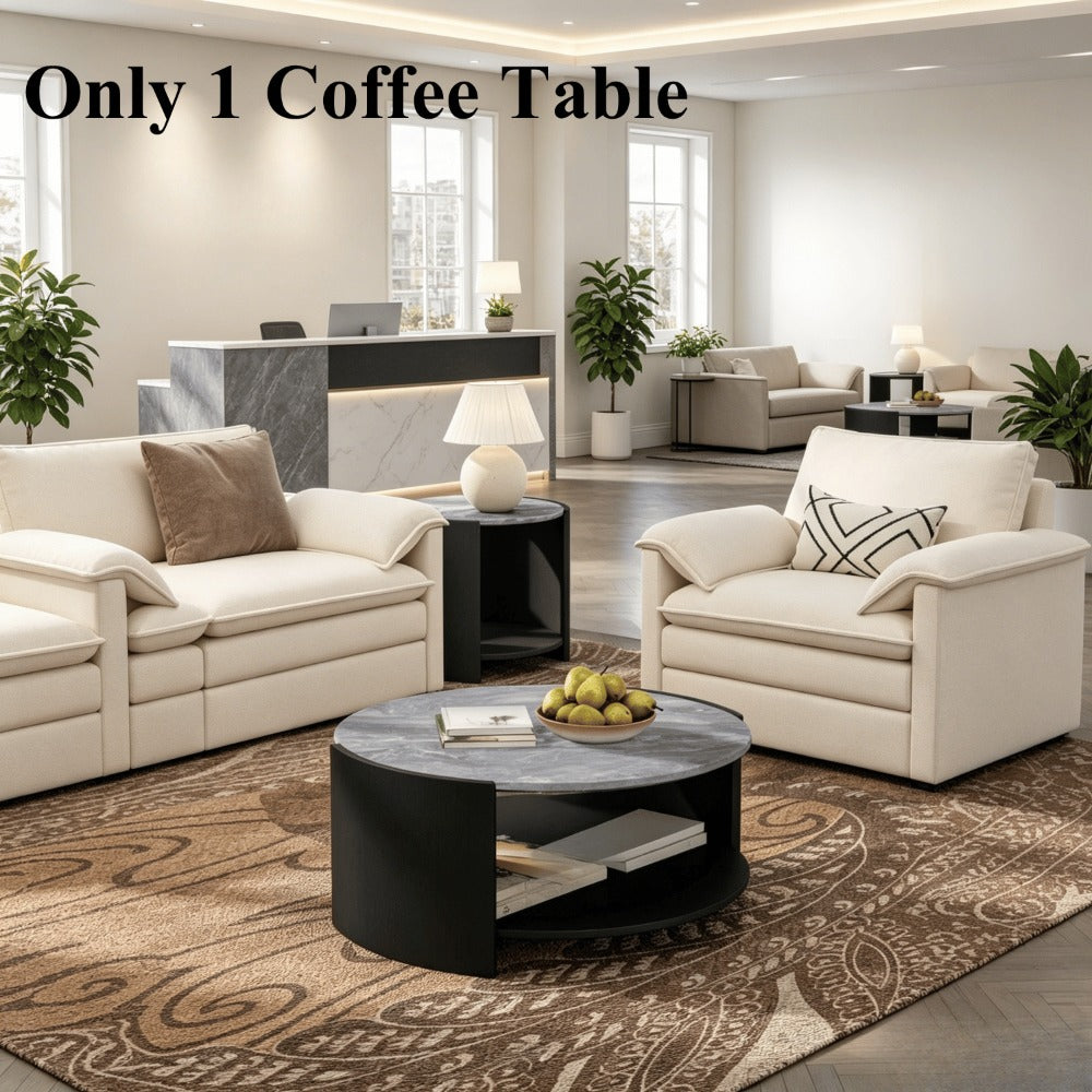 1pc modern round coffee table curved grey tabletop storage - Temu