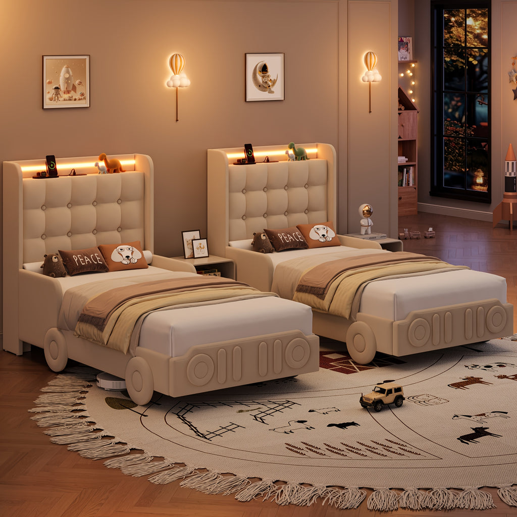 twin full queen upholstered bed frame led lights charging - Temu