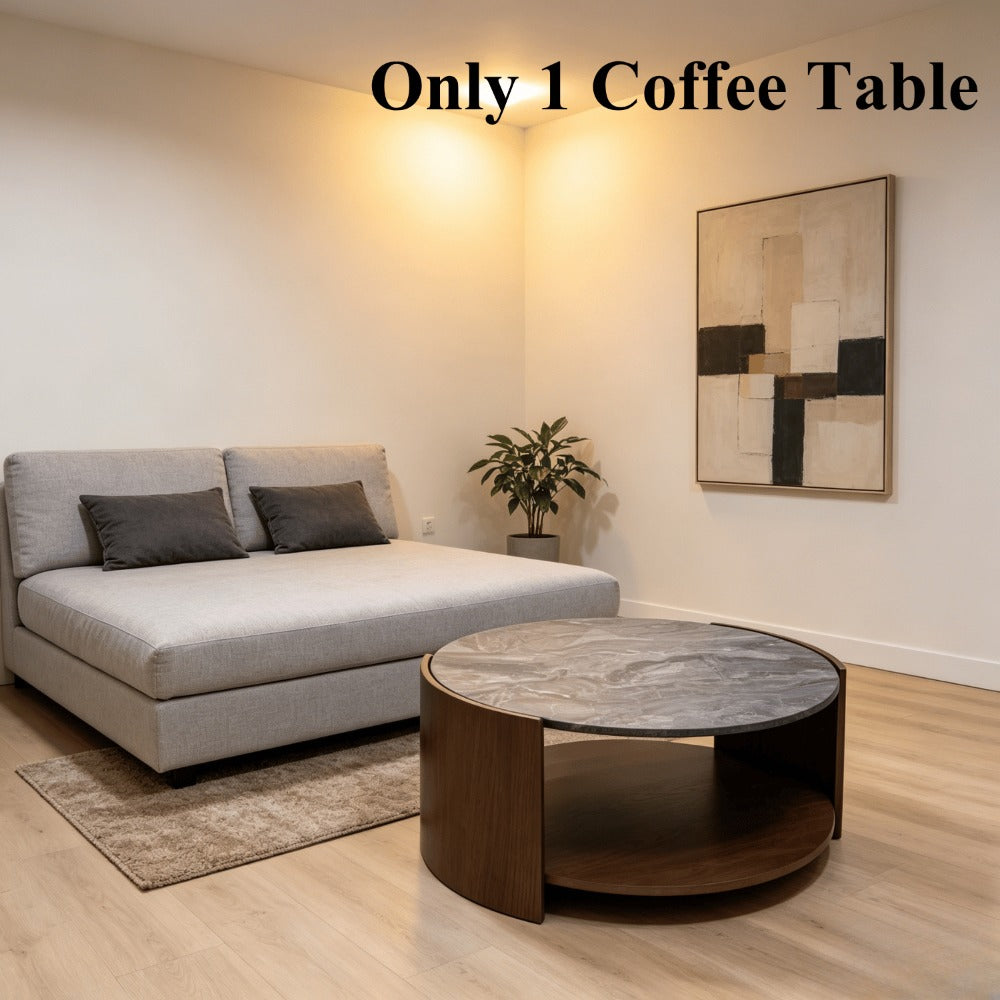 1pc modern round coffee table curved grey tabletop storage - Temu